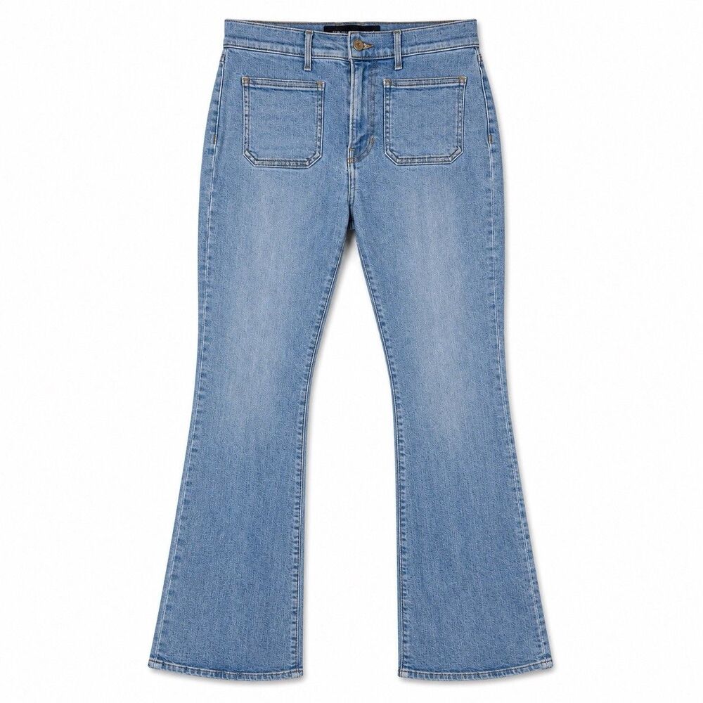 Veronica Beard Beverly Skinny Flare High Rise Jeans Women's 28 Seawater Stone